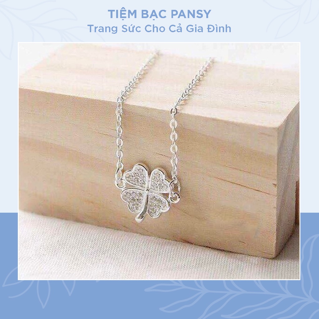 Dây chuyền bạc PANSY cỏ 4 lá may mắn, vòng cổ nữ chất liệu bạc ta 925 cao cấp