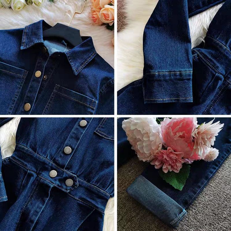 JUMSUIT JEANS ĐẬM ĐÍNH NÚT (Hàng order)