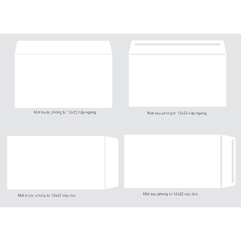 Bao bì thư trắng 12x18 - 12x22 - Xấp 100 Cái, có keo 2 mặt