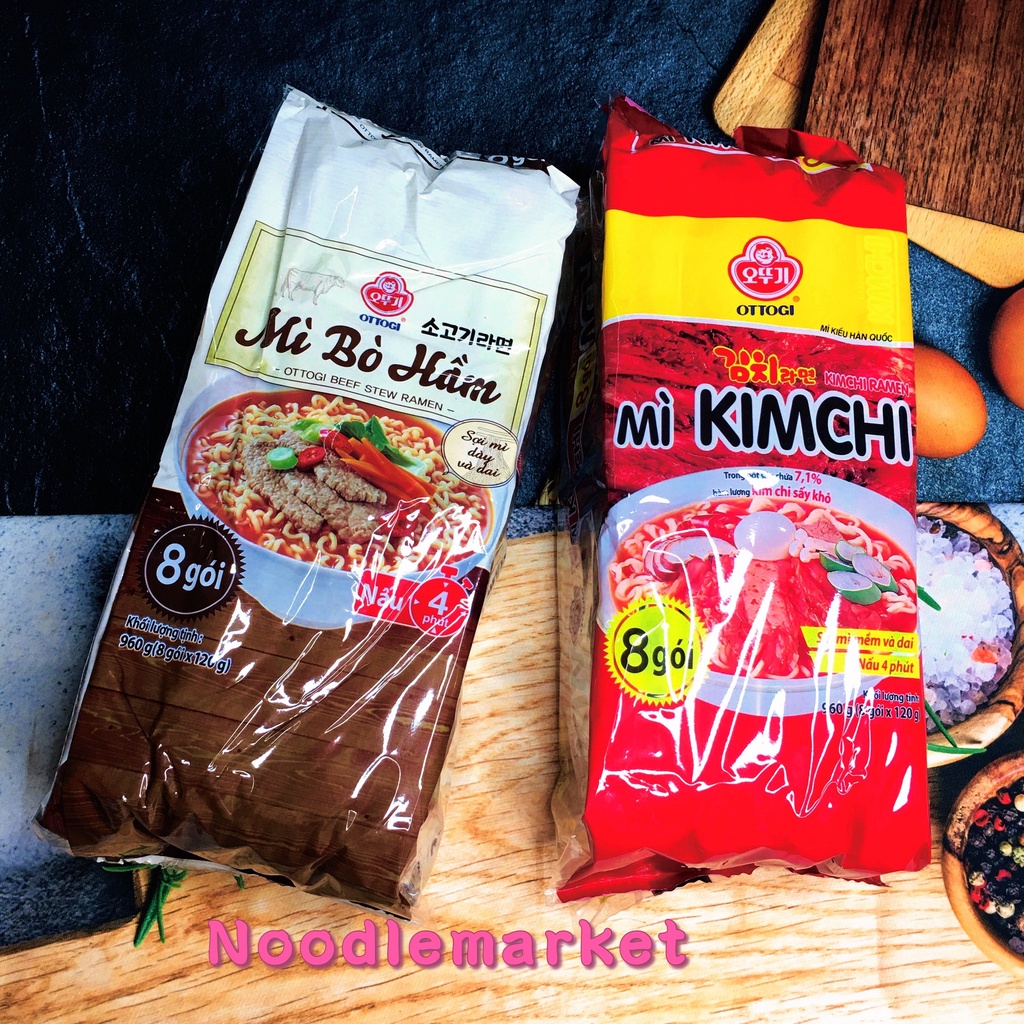LỐC 8 GÓI MỲ BÒ HẦM/ KIM CHI OTTOGI