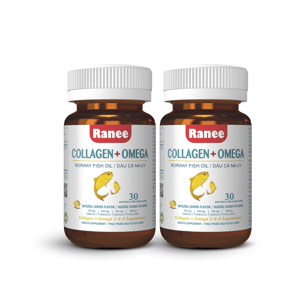 Combo 2 hộp Ranee Collagen + Omega tặng kèm 1 vá gỗ cao cấp (30 viên/hộp x 2 hộp)