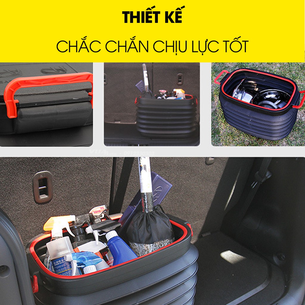 Thùng đựng đồ ô tô co giãn VuaAuto 40 lít, thùng đựng đồ gấp gọn để cốp xe ô tô tiện lợi, bền đẹp tiết kiệm không gian