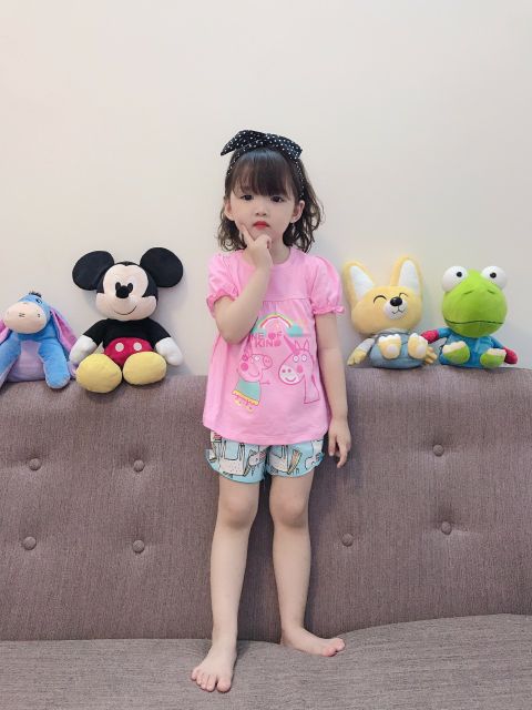 Bộ Cộc Tay Bé Gái Gymboree cotton xuất dư chất đẹp mát dáng xòe