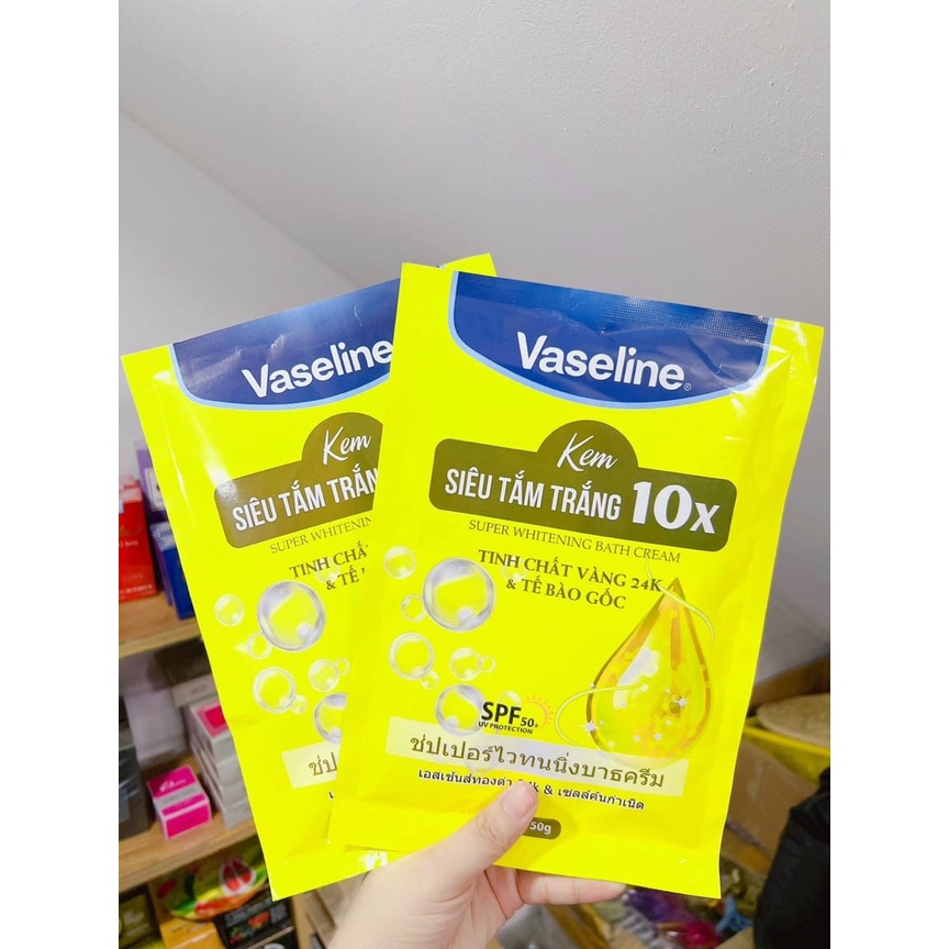 Hàng Có Sẵn - Kem Tắm Trắng X10 Vaseline Tinh chất SPF 50+