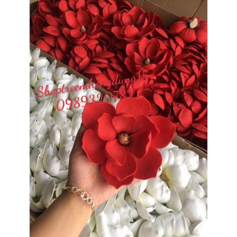 Đầu bông hoa mộc lan giả 17cm trang trí oản tài lộc, tháp bánh, trang trí tết, decor...