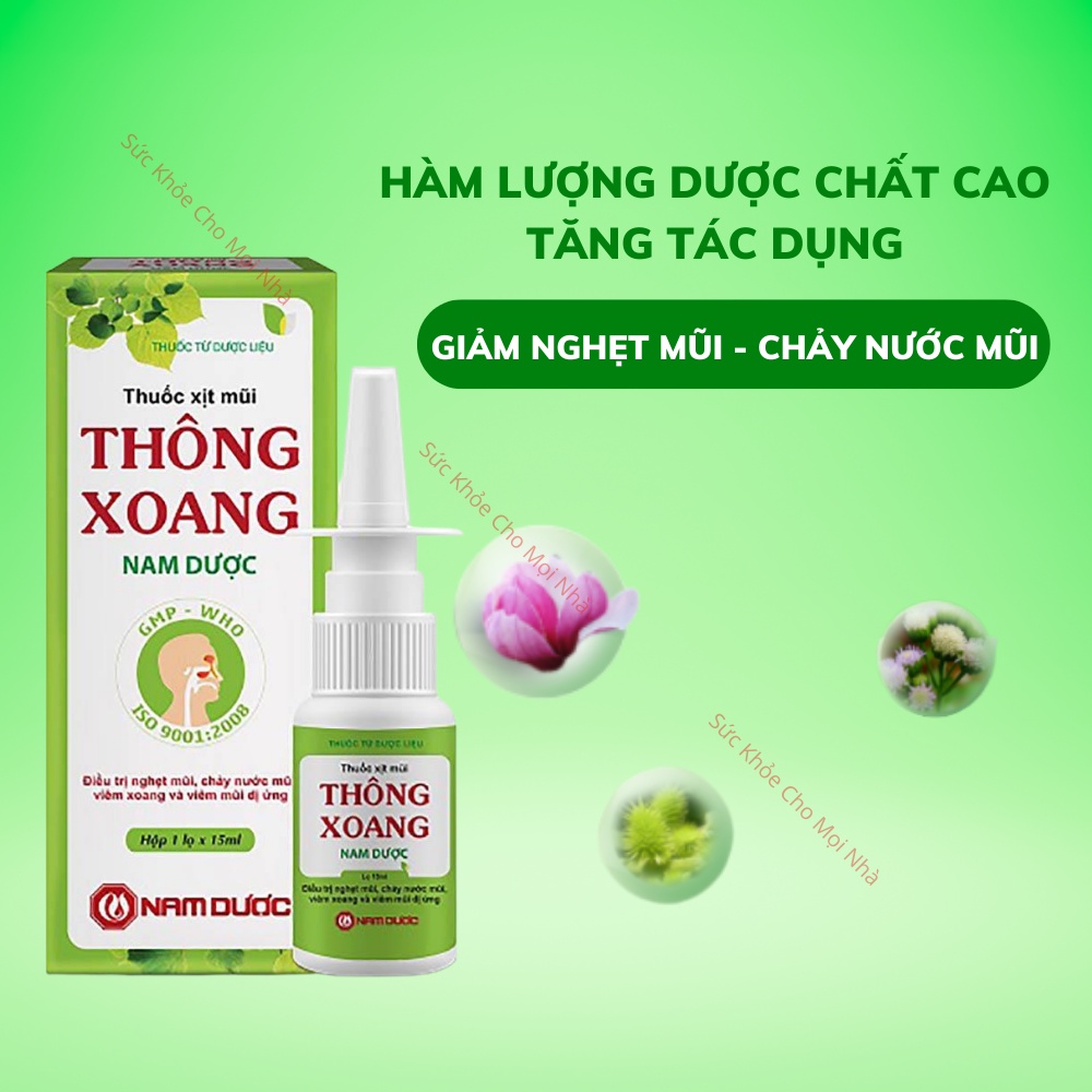 Xịt mũi thông xoang Nam Dược hỗ trợ giảm nghẹt mũi chảy nước mũi xoang mãn tính cấp tính 15ml