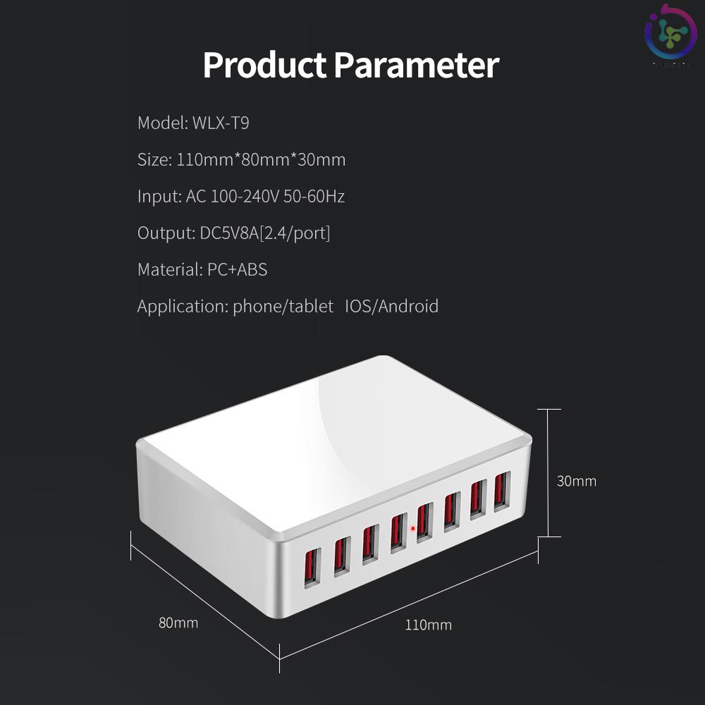 Bộ Sạc Nhanh 40w Wlx-T9 8 Cổng Usb