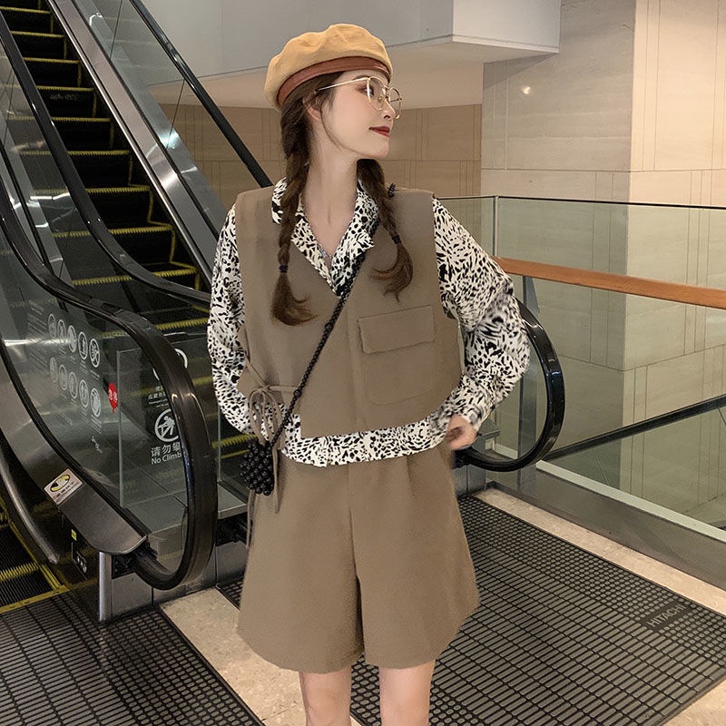 Set Áo Sơ Mi Dài Tay Và Áo Khoác Không Tay Thiết Kế Mới Thời Trang Theo Phong Cách Hồng Kông