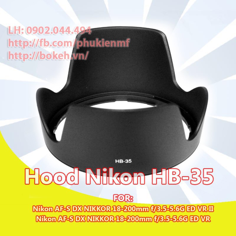 Loa che nắng HB35 / Hood HB-35 cho lens Nikon AF-S 18-200mm f/3.5-5.6G VR