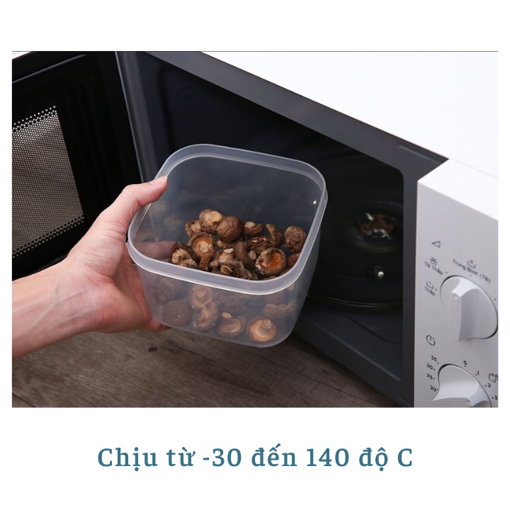 Hộp nhựa đựng đồ ăn cho bé, cơm văn phòng, bảo quản thực phẩm Inochi Hokkaido chữ nhật cao cấp