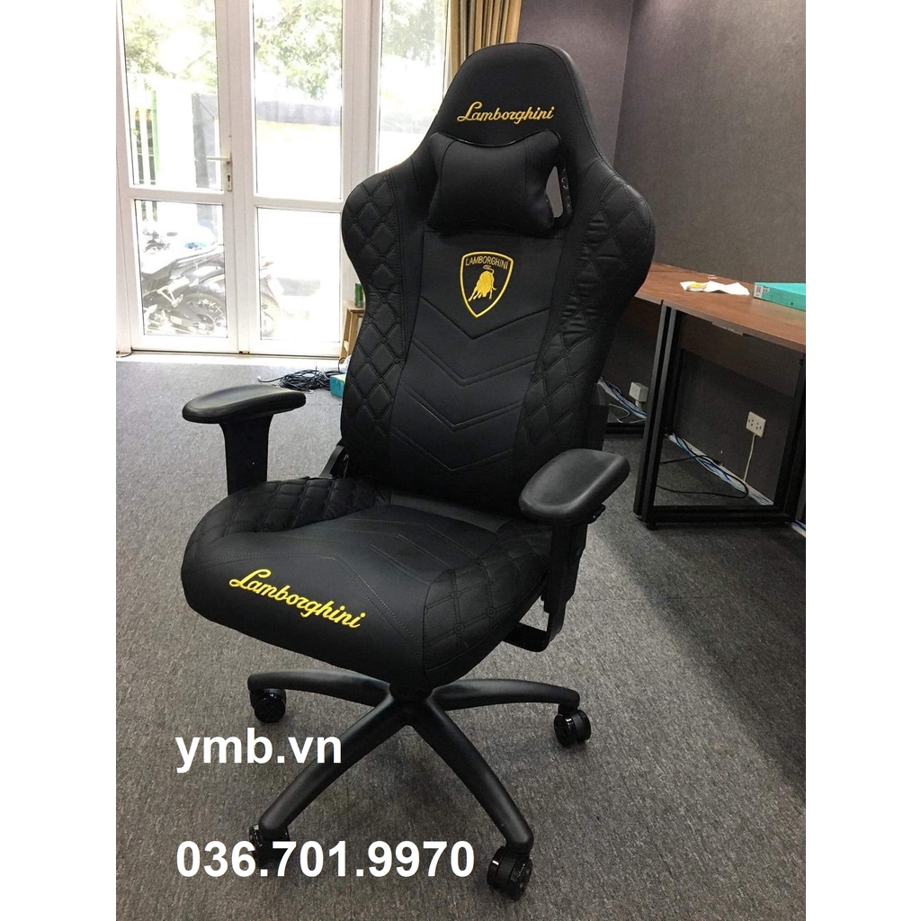 [Giảm Giá] Ghế Game Lamborghini xoay, ngả lưng 180 độ, chỉnh cao thấp, ghế gaming stream văn phòng TKN02 - Màu Đen