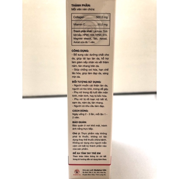Viên uống Collagen-C plus bổ sung collagen và vitamin C chống oxy hoá, giúp đẹp da, mò nám, tàn nhang