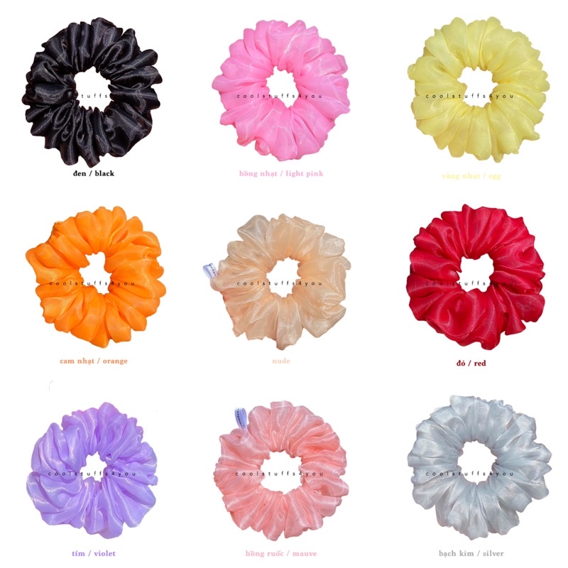 Bảng màu voan phồng✨Scrunchies voan phồng vải đẹp size thường