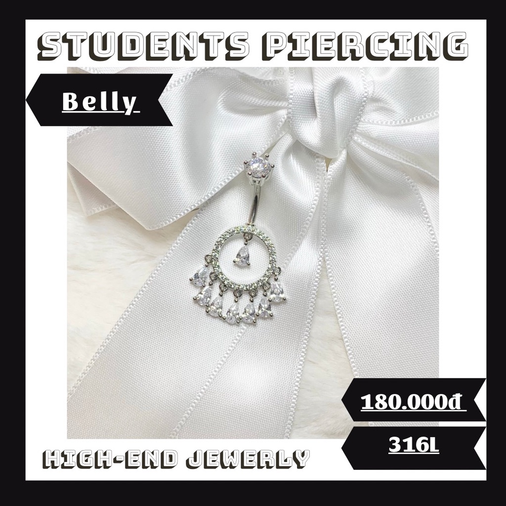 [Rẻ Vô Địch] Khuyên Rốn Chùm Đá Tròn Sang Chảnh - Khuyên Thép 316L