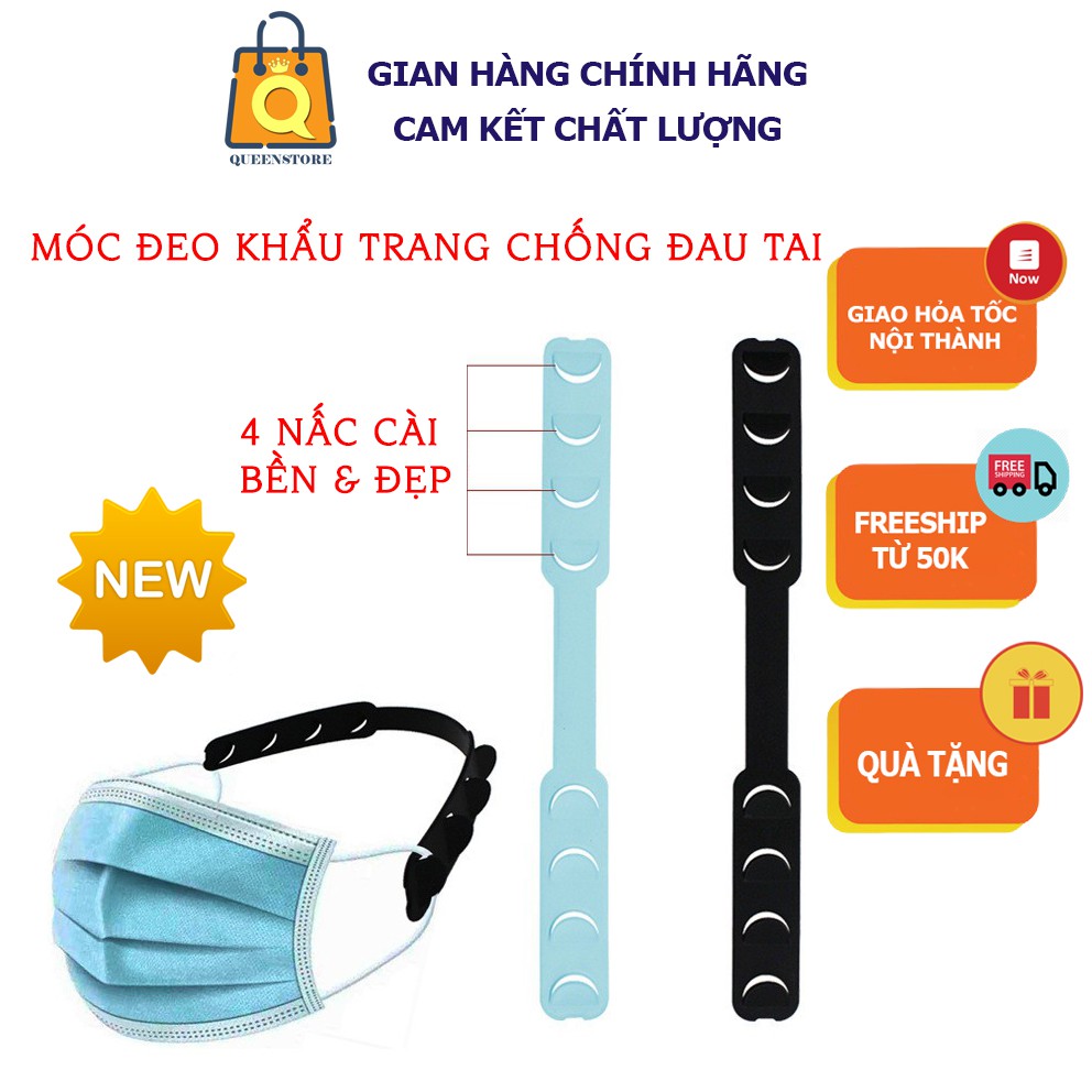 [Mẫu Mới] Dây Đeo, Móc Gắn Khẩu Trang Nối Dài 4 Nấc Điều Chỉnh Không Đau Tai Chống Trượt Phong Cách Hàn Quốc QueenStore | WebRaoVat - webraovat.net.vn