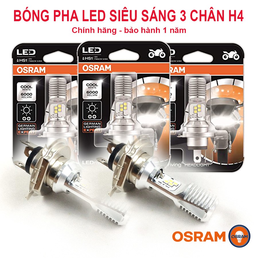 [Video Test]Bóng LED 3 chân H4 siêu sáng-chính hãng OSRAM-điện bình/điện máy-BH 1 năm