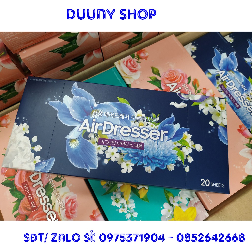 Giấy thơm Airdresser, giấy giặt khô hoa diên vĩ dùng máy giặt khô Samsung Airdresser, LG Styler