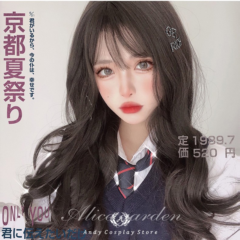 [CÓ SẴN] Tóc giả/ Wig teen đen mái thưa Misaki Alice Garden