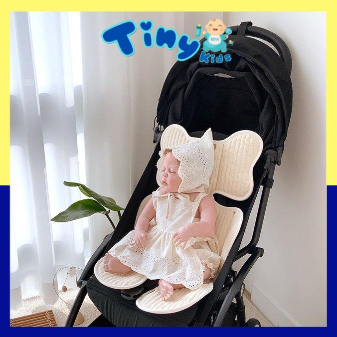 Miếng Lót Xe Đẩy Hoạ Tiết Gấu Thêu Chất Cotton Mềm Cho Bé - Tiny Kids