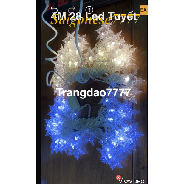 (Xài Pin/Cắm Điện) Dây Đèn Led Trang Trí Hình Bông Tuyết Decor Cây Thông Noel Christmas Snowflake String Lights