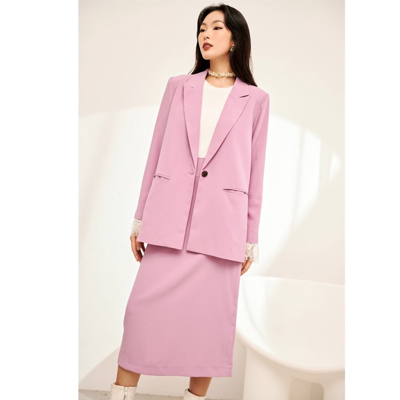 LIIN - Set Áo Vest Phối Chân Váy Dáng Dài Elegant Blazer One Button Trẻ Trung A00529