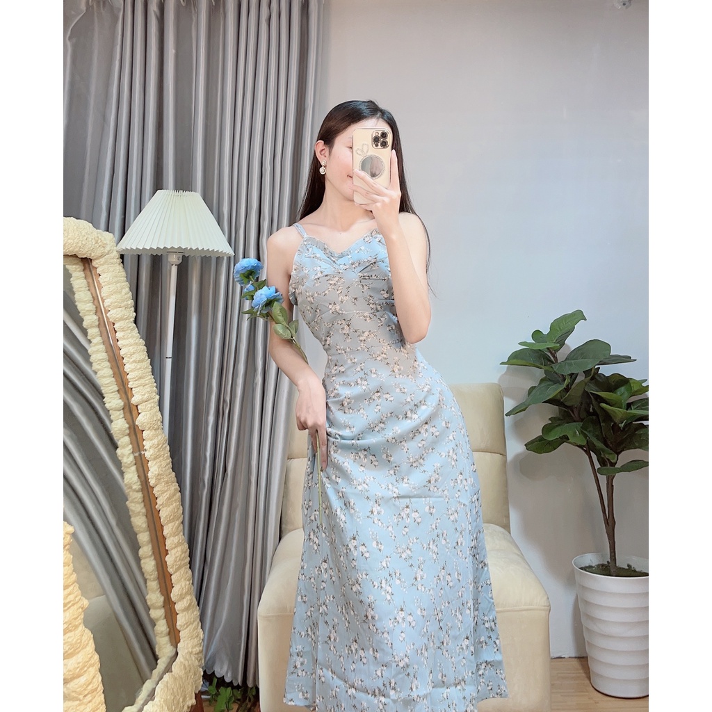Đầm 2 Dây Hoa Dáng Dài HT03 HaLuu Store Phong Cách Nàng Thơ