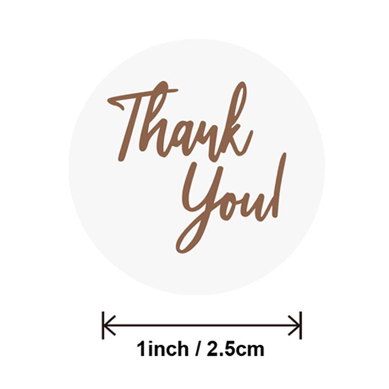 Cuộn 500 miếng dán niêm phong trang trí trong suốt họa tiết chữ Thank You màu vàng tiện lợi