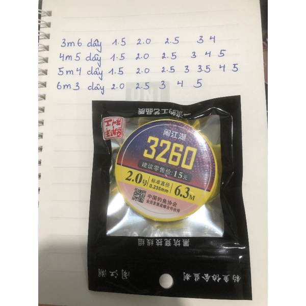 Dây trục câu đài 3260 cao cấp. có đầy đủ phụ kiện và kích thước. gồm chân cắm phao, khóa link, chì,..
