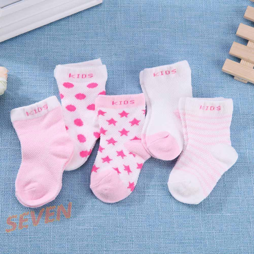 Set 5 đôi vớ cotton phối lưới thoáng khí họa tiết hoạt hình cho bé 184870