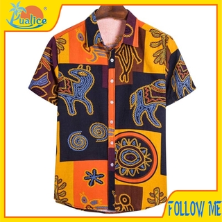 The man's shirt is in the shape of a short sleeves with a short male shirt