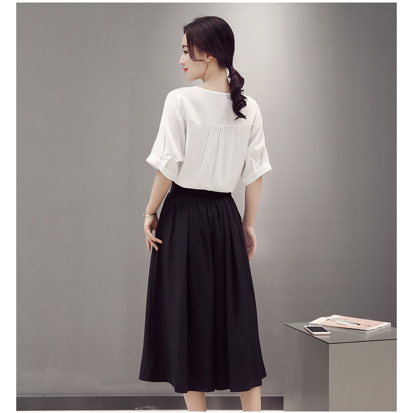 Chân váy xoè dài xếp ly màu đen CRXDV27 | BigBuy360 - bigbuy360.vn