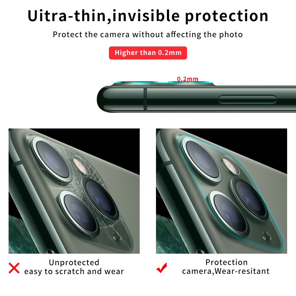 Miếng kính cường lực dán bảo vệ camera sau hình vuông 9D cho iPhone 11 Pro Max