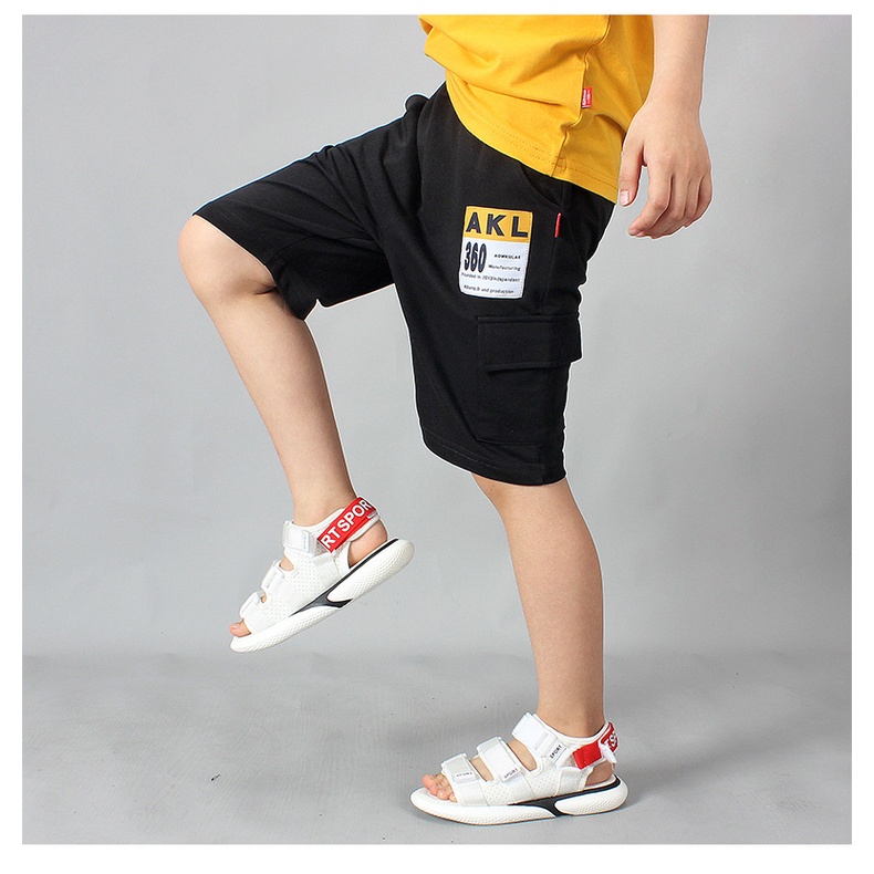 Quần bé trai size đại TrueKids, Quần short thun bé trai phối túi nắp