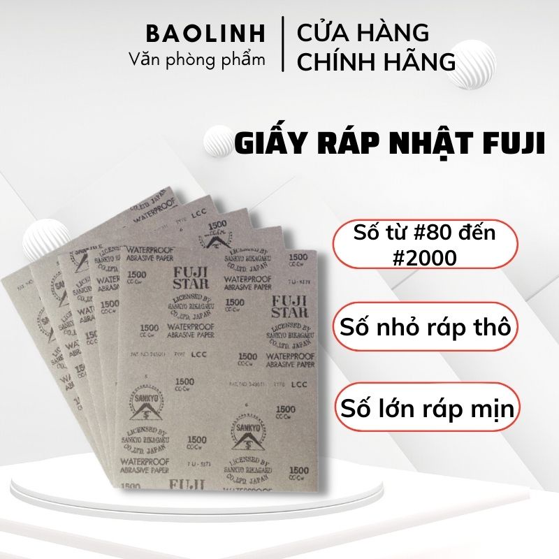 Giấy Ráp- Giấy Nhám Mịn Nhật Bản Fuji Các Loại 80/100/120/150/180/240/320/400/600/800/1000/1200/1500/2000, Đánh Bóng