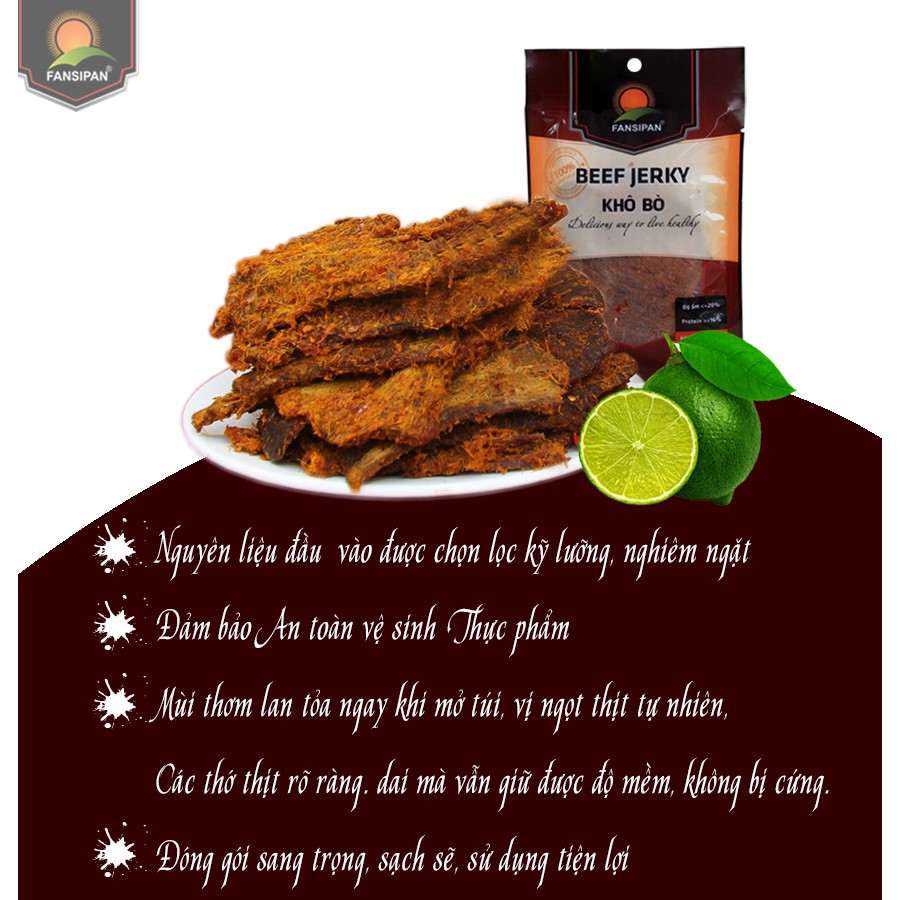 Khô bò miếng mềm Fansipan 50g khô bò miếng bò thật loại 1 khô bò miếng cay, Torao Foods - đồ ăn vặt ngon | BigBuy360 - bigbuy360.vn