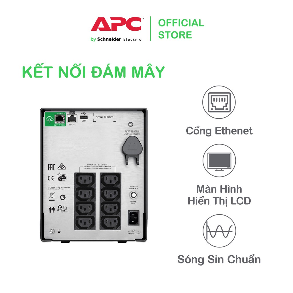 Bộ lưu điện thông minh APC by Schneider Electric Smart-UPS C 1000VA LCD 230V SMC1000IC