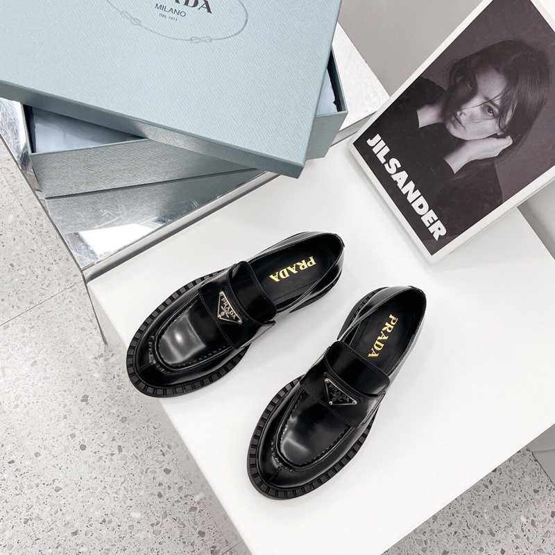 Giày oxford nữ da thật cao cấp thương hiệu Prada 2022