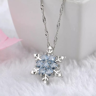 Fashion frozen natural gemstones simple necklace crystal snowflakes