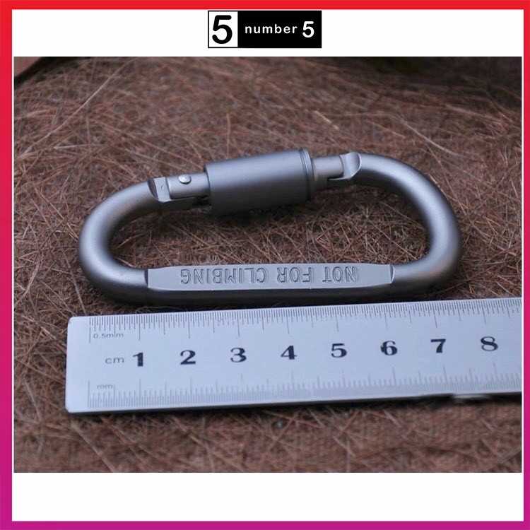 Móc khóa nhôm đa năng phụ kiện đi phượt carabiner chữ D khoá xoay 8cm Chammart