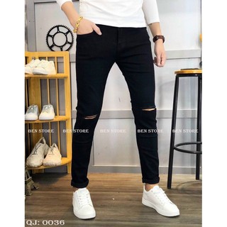 quàn jean đen rách gối
