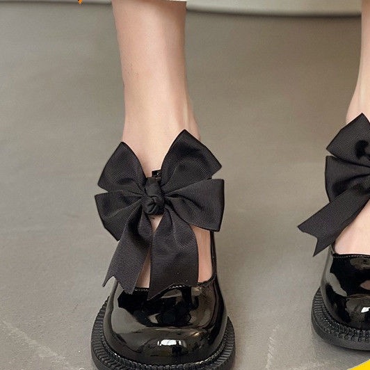 Giày Cao Gót Da Mềm Thắt Nơ Phong Cách Lolita Nhật Bản Cho Nữ