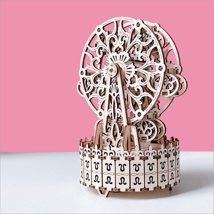 Đồ chơi lắp ráp gỗ 3D Mô hình Hộp nhạc Đu quay Ferris Wheel Music box G605d Uguter
