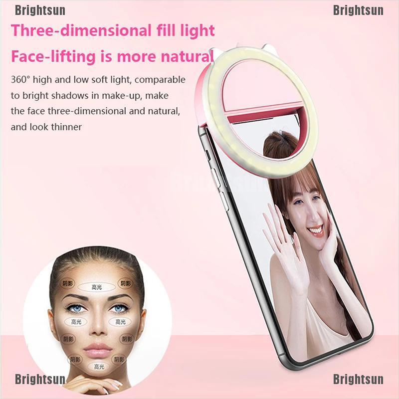 Đèn Led Tròn Mini Hỗ Trợ Chụp Ảnh Selfie Cho Điện Thoại