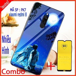COMBO ỐP LƯNG XIAOMI REDMI 8 (ốp lưng kính 3D + tặng kèm cường lực full màn hình)