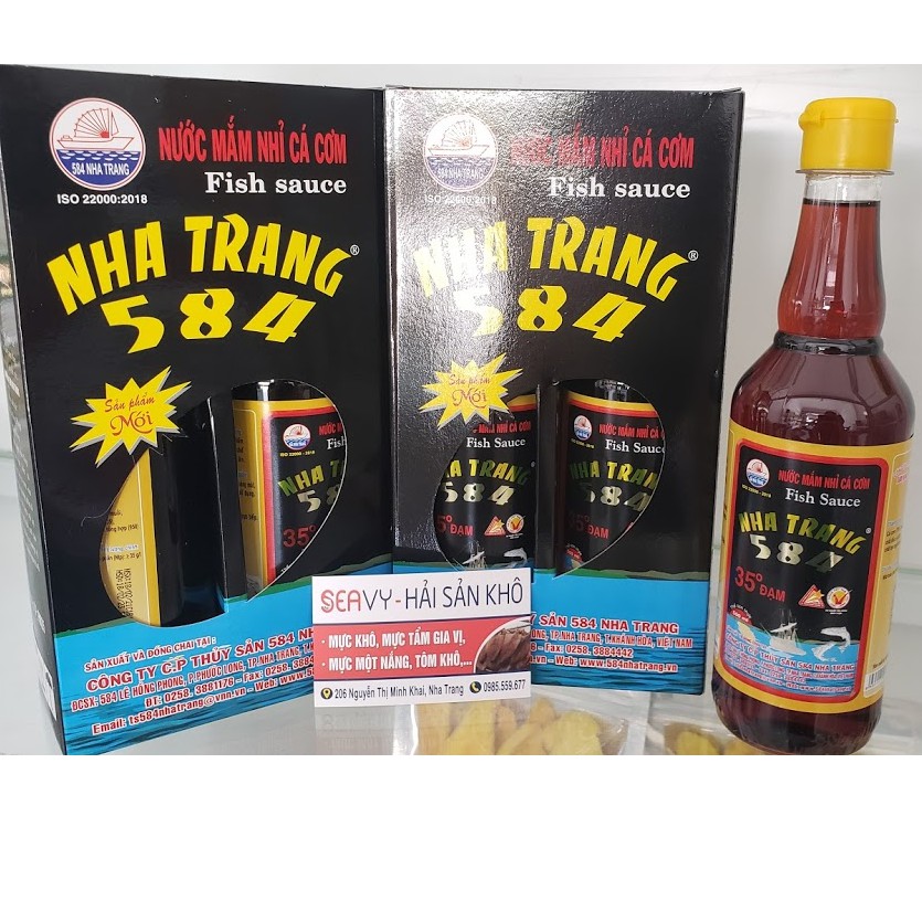 Thùng 6 chai nước mắm 584 Nha Trang 35 độ đạm - nước mắm cao cấp nguyên chất đậm đặc