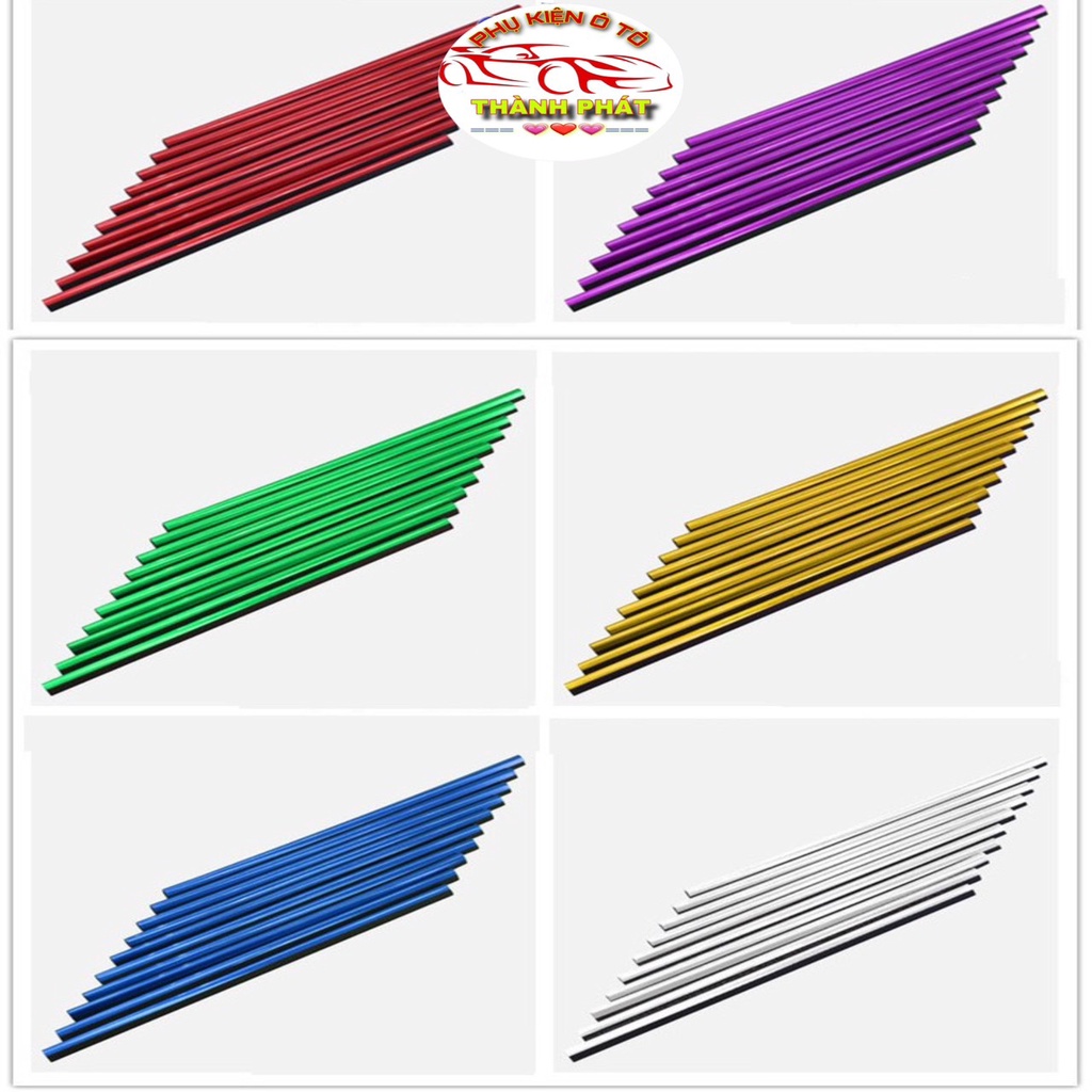 Bộ nẹp trang trí cửa gió điều hòa ô tô xe hơi chất liệu PVC dẻo mạ crom 3D nhiều màu dài 20cm