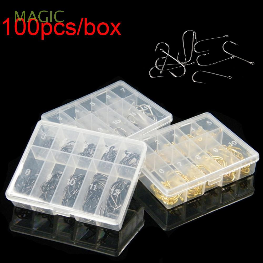 Hộp set 100 lưỡi câu cá 10 kích cỡ 1 # 3 # - 12