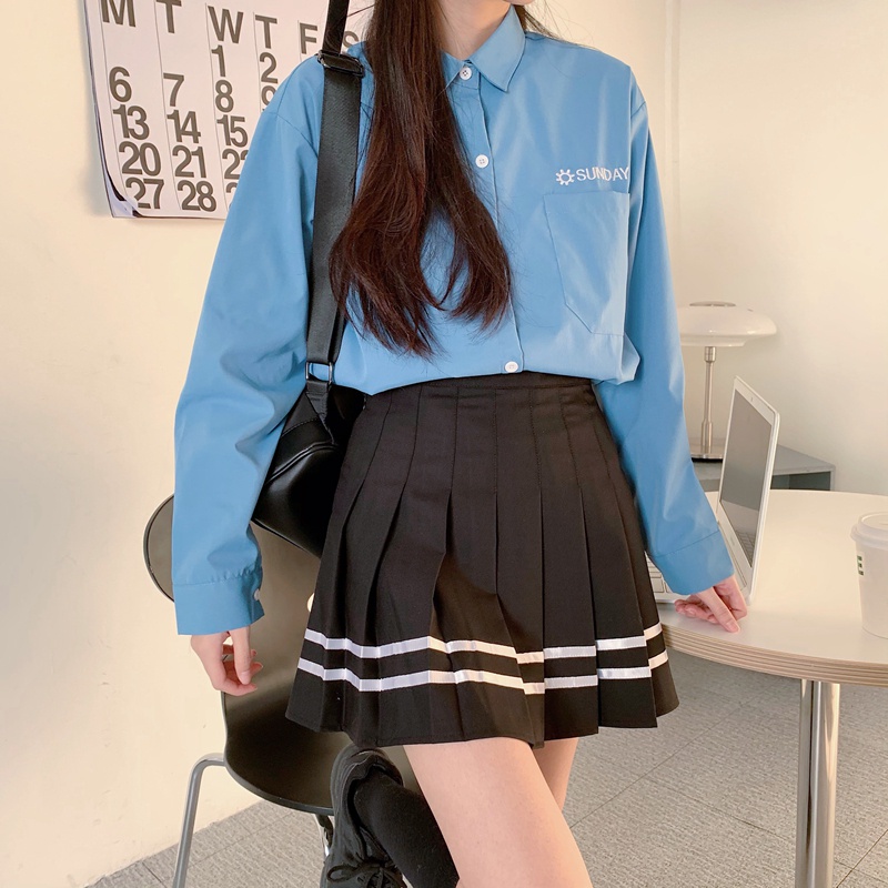 SUXI Áo Sơ Mi Tay Dài Dáng Rộng Thiết Kế Đơn Giản Dễ Phối Đồ Cho Nữ