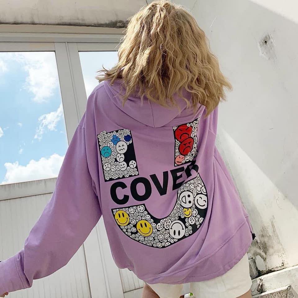 Áo hoodie tím Cover freesize đen A72 | BigBuy360 - bigbuy360.vn