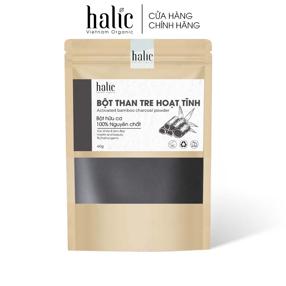 Bột Than Tre hoạt tính trắng răng Halic Organic 40G - Làm trắng răng, sạch mảng bám cao răng, ngăn mùi hôi miệng
